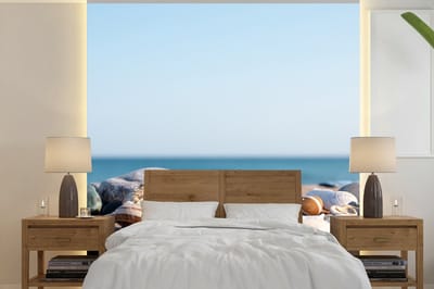 Behang - Fotobehang Schelpen - Strand - Zee - Zomer - Zon - Breedte 220 cm x hoogte 220 cm