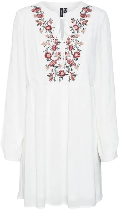 VERO MODA - VMMINA EMB L/S SHORT DRESS WVN EXP GA - Dames - Mini jurken