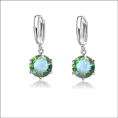 Aramat Jewels | Oorringen | Zilveren Oorringen met Zirkonia Hanger | Groen | |12mm | Zilver | Kinderen, Volwassenen | Verkleurd niet