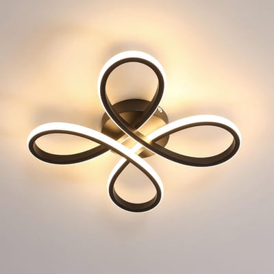Plafondlamp - 30cm - Mediuum - LED - 28W - 3500LM - Zwarte - Bloemvormen - Warm Wit Licht - 3000K