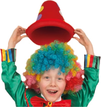Clown verkleed set voor kinderen - pruik met hoedje rood - Carnaval - clowns verkleedkleding - en accessoires
