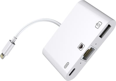 8-Pins naar Ethernet / USB / 8-Pin female adapter internet kabel - RJ45 - Wit - geschikt voor Lightning - Provium