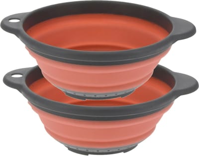 Excellent Houseware opvouwbaar vergiet - 2x - oranje/grijs - tpe - 23 cm