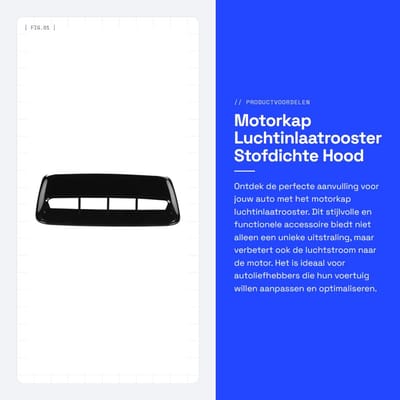 Dailygoods- Luchtinlaatrooster Stofdicht - Hood Scoop Cover - ABS - Auto Modificatie - Helder Zwart - Duurzaam Materiaal - Motorkap