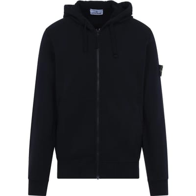 Stone Island Ss25 Manches Longues à Capuche Fermeture Éclair Veste Unie Homme Vestes Bleu K1S156100042-S0051-V0020 M black