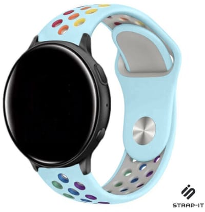 Strap-it Siliconen sport bandje - geschikt voor Garmin Vivoactive 3 / Vivoactive 5 / Venu / Venu SQ / Vivomove HR / Forerunner 245 / 570 - 42mm / 645 - lichtblauw/kleurrijk