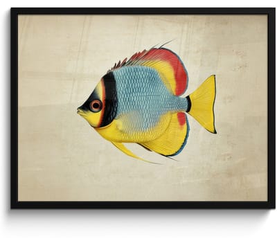 Poster in lijst - Fotolijst 80x60 cm - Posters - Kleurrijk - Vis - Schubben - Illustratie - Posterlijst zwart - Decoratie - Wanddecoratie woonkamer - Muurdecoratie slaapkamer