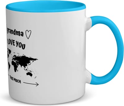 Akyol - grandma i love you this much koffiemok - theemok - blauw - Oma - geweldige oma - liefste oma - verjaardag - cadeau - kado - bedankje - geschenk - 350 ML inhoud