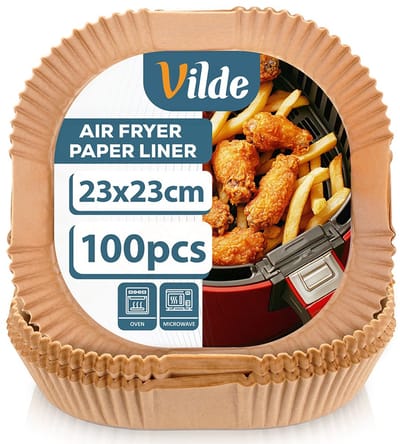 Airfryer Bakje zonder Olie Papier Vierkant 23x23 cm 100 stuks - Vorm voor Luchtfriteuse - Frituurmandje - Bakpapier - Accessoires