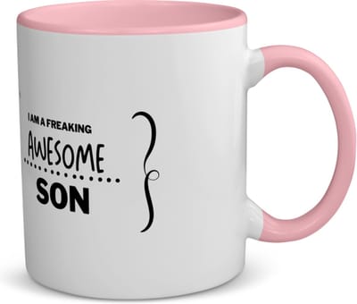 Akyol - i am a freaking awesome son koffiemok - theemok - roze - Zoon - geweldige zoon - liefste zoon - verjaardag - cadeau - kado - bedankje - geschenk - 350 ML inhoud