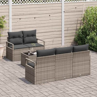 vidaXL - Tuinbank - Set - 6 - st - 5-Aantal - zitplaatsen - Grijs - poly - rattan