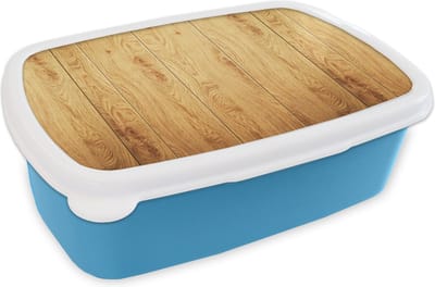 Broodtrommel Blauw - Lunchbox - Brooddoos - Patronen - Planken - Natuur - 18x12x6 cm - Kinderen - Jongen
