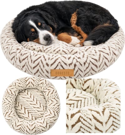 Dogeste RUMI XXL - Hondenmand 100 cm - Rond - Voor grote honden - Antislip - Wasbaar - Beige