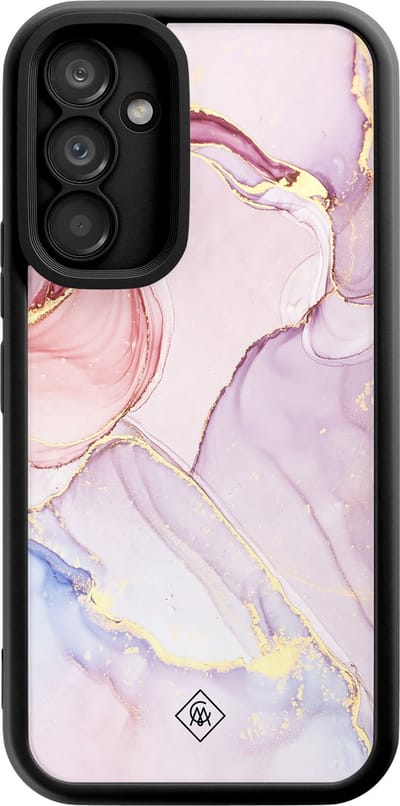 Casimoda® hoesje - Geschikt voor Samsung Galaxy A34 - Marmer roze paars - Zwart TPU Backcover - Marmer - Paars