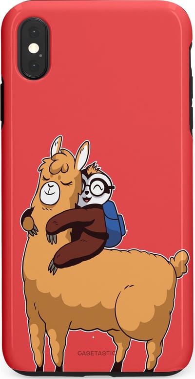 Casetastic hoesje geschikt voor Apple iPhone XS Max - Dubbellaagse bescherming - Lui en lekker - Fashion Case - Koraal Goud