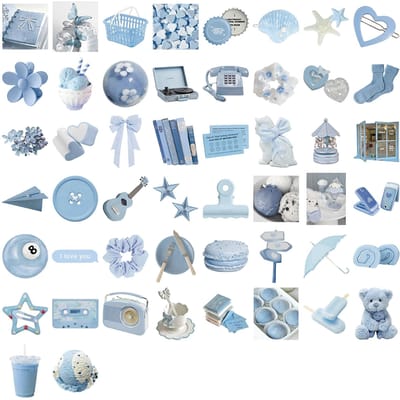 50/100PCS Autocollants Esthétiques Créatifs Dessin Animé Bleu & Rose Papeterie Décorative Imperméable Autocollants pour Téléphone Scrapbook
