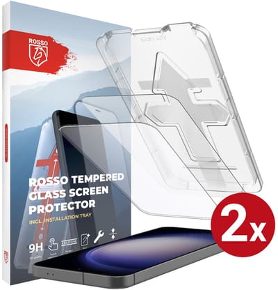 Rosso Screenprotector Geschikt voor Samsung Galaxy S23 | 9H Tempered Glass | Beschermglas | Glasplaatje | Case Friendly | Met Installatietray | Eenvoudige montage | 2-Pack