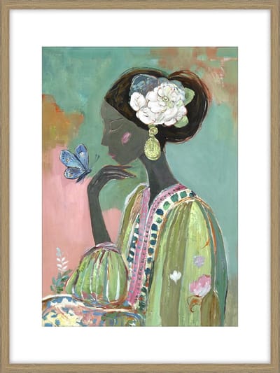 Schilderij met glas 60x80cm vrouw floral