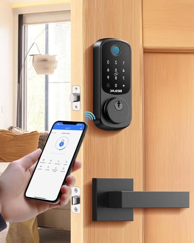 Smart Deurslot - Elektronisch slot Nachtschoot - Veilige Toegang Verlenen - Vingerafdruk en App Bediening - 12 Maanden Batterij