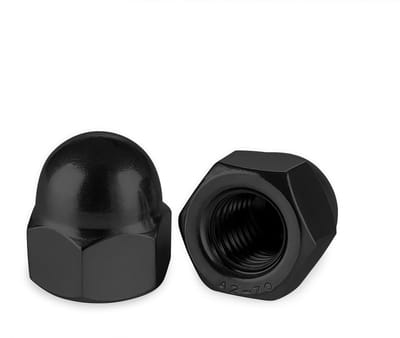 Hutmoeren M5 roestvrij staal A2 V2A DIN 1587 dopmoeren M5 dopmoeren zeskant dopmoeren roestvrij voor schroeven, schroefdraadbouten, draadstangen, 10 stuks, zwart
