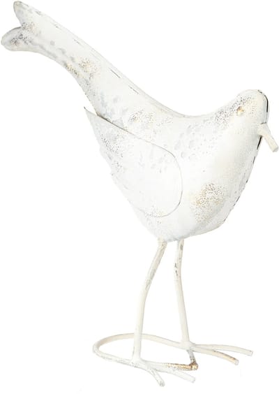 Vogeldecoratie Metaal in Witgoud Vintage 29cmx24.5cm