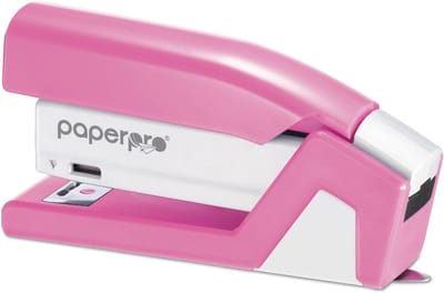 Compact nietmachine - Handnietmachine Bureaublad - Papier Snel Verwerken - Eén Vinger Bediening - 15 vel - Roze Wit