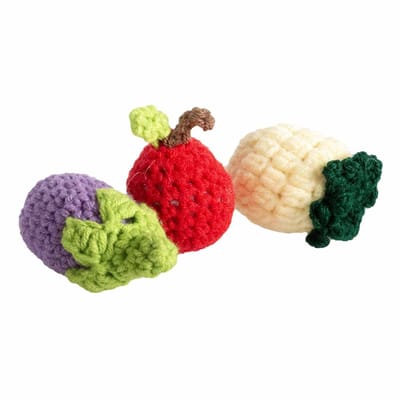 Duvo - pakketje kattenspeelgoed - 6 stuks - 3 x fruit en 3 x donut - gemengde kleuren - speelgoed voor de kat -