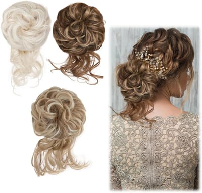 Klip-in Haarstuk voor Vrouwen, Perfect voor Messy Bun en Gemakkelijke Updos, Natuurlijke Uiterlijk met Synthetisch Haar in Bruin