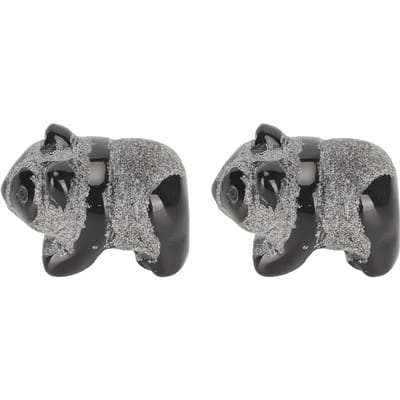 2 stuks Panda Beeld Obsidiaan Mat Schattig Mini Ingenieus Handgemaakt Panda Beeld Decoratie voor gray