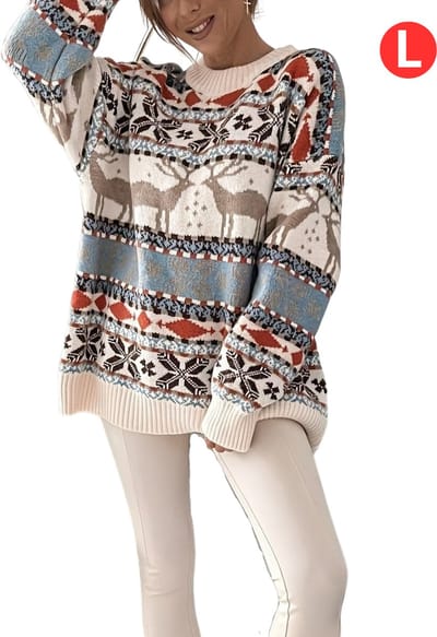 Bovista Kersttrui - Dames - Foute Kersttrui - Christmas Sweater - Kerst Sweater - Christmas Jumper - Pyjama - Winter - Maat L - Oversized