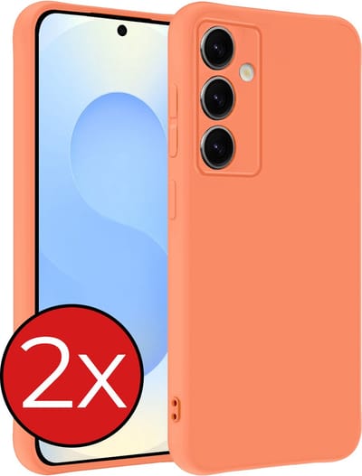 Hoesje - 2 Stuks - Geschikt voor Samsung Galaxy S25 - Sterk & Shockproof - Telefoonhoes - Back Cover - Case Siliconen - Telefoon Hoes - Perzik