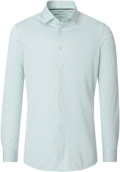 VENTI body fit overhemd - jersey - lichtgroen - Strijkvriendelijk - Boordmaat: 38