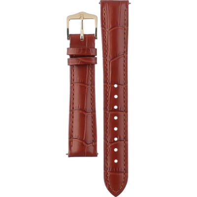 HIRSCH Duke Horlogebandje - Italiaans kalfsleer met reliëf van alligator, 16 mm Breedte bevestiging, goudbruin - glanzend goud Sluit, past op Huawei Watch Fit 2 mini