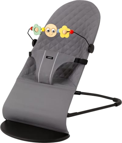 Laavir® Baby Wipstoel - Inklapbaar & Draagbaar - Verstelbare Rugleuning - Speelboog & Veiligheidsgordel - Grijs