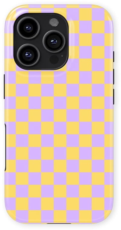 Design Hoesje geschikt voor iPhone 16 Pro | Geschikt Voor Mag | Tiny Squares Checkered Print | Backcover geschikt voor iPhone 16 Pro Lilac Lemonade