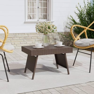 Klaptafel Poly Rattan - Bijzettafel Koffietafel - Buiten Zetten - Opvouwbaar Ontwerp - 60x40x38 cm - Bruin