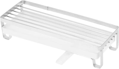 Keuken Organizer - Spoelbak Houder Keukenrekje - Keuken Opbergen - Zelfledigend Dienblad - 25 cm - Zilverkleurig
