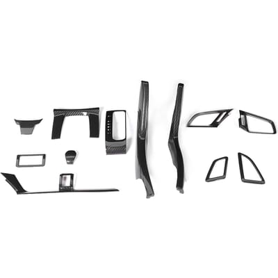 12 stuks set centrale bediening decoratie kit koolstofvezel patroon versnellingspook sierlijst luchtrooster afdekking pasvorm black