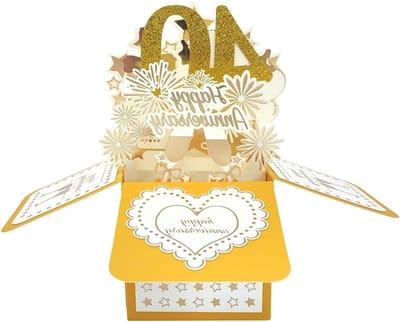 40 Jaar Huwelijk Jubileum Pop-Up Wenskaart voor Echtpaar, Uniek 3D Cadeau voor Vrouw en Man, Perfecte Verjaardagscadeau Idee voor Koppels