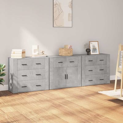 vidaXL - Dressoirs - 3 - st - bewerkt - hout - betongrijs