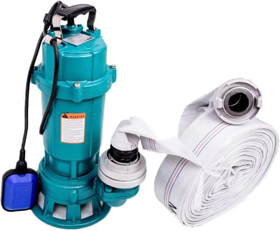 Vuilwaterpomp 1500 W met 2 inch koppeling en 30 m slang - Ideaal voor het leegpompen van zwembaden en kelders