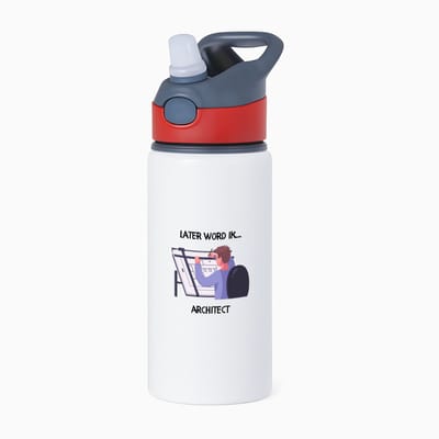 Hacebo® - Later word ik architect waterfles met rietje rood - Architect - Architecten - bouwkundige - designer - bouwmeester - water fles - 650ML