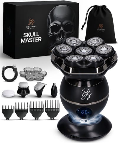 Scheerapparaat Mannen 8-in-1 – Skull Master Zwart - Scheerapparaten met Trimmer - Kaal Hoofd - Head Shaver – Brothers in Style