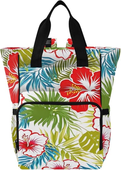Luiertas Rugzak - Baby tas - Organisatie en Comfort - Veelzijdige Draagopties - 15L Capaciteit - Tropische Bloemenprint