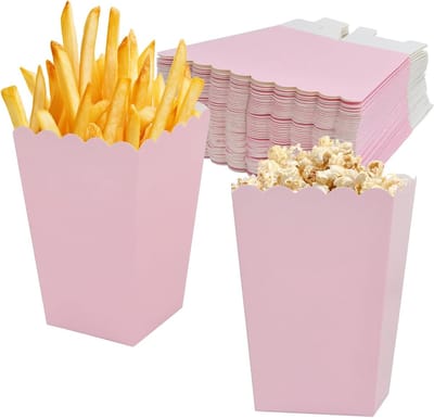 Kleine Popcorn Dozen - 50 Stuks - Ideaal voor Feestjes, Verjaardagen en Filmavonden - Roze Popcornzakken voor Carnaval en Bruiloften