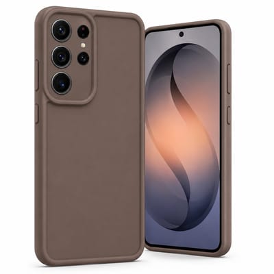 Geschikt voor Samsung Galaxy S26 Ultra Hoesje - Siliconen Matte Back Cover - Taupe Bruin