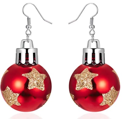 Plux Fashion Kerstbal Oorbellen - Rood - Ster Kerstbal - 3cm/6cm - Dames - Heren - Rode Oorbellen - Christmas Earrings - Kerst Oorbellen - Hanger Oorbellen - Christmas Bauble Earrings - Sieraden Cadeau - Luxe Style - Kerst - Black Friday