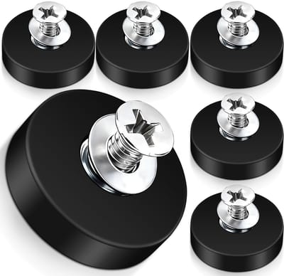 Dailygoods- Neodymium Magneten - 6 Stuks - Rubber - Antislip - Ø 22 mm - M4 Binnendraad - Magnetische Montagebasis - Magnetische Bevestiging