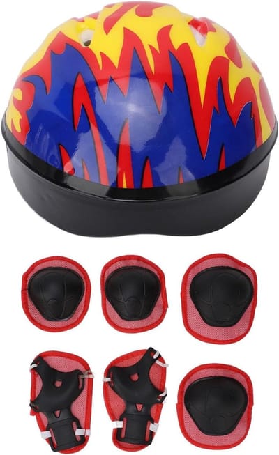 Kinder Beschermset - Helm en Beschermers - Actieve Buitenspellen - Volledige Lichaamsdekking - 7 Delig - Multicolor
