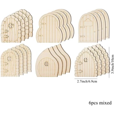 6 stuks/set Houten Deur DIY Schilderen Ornamenten Mini Feeëndeur Ambacht voor Huis Tuin Landschap Decoraties Kinderen Cadeaus Benodigdheden